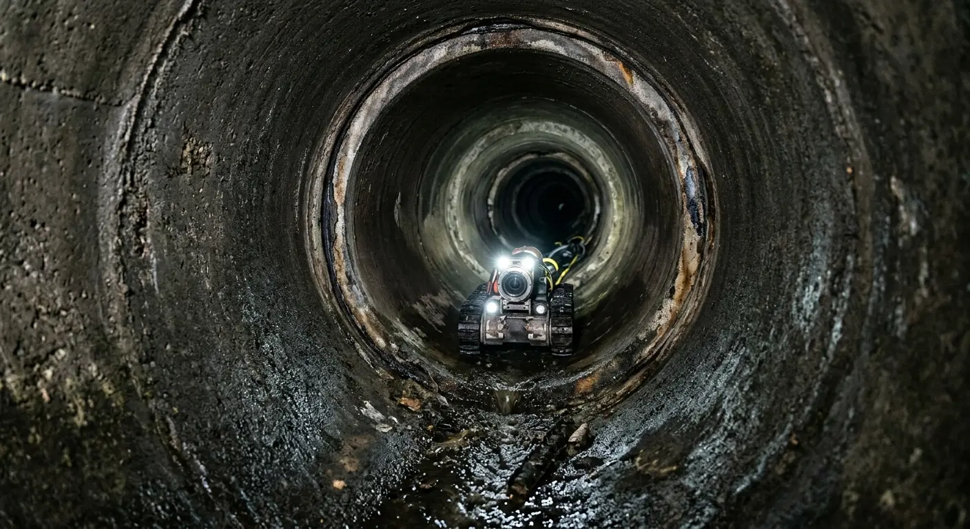 Robotic sewer camera inspecting pipe interior for Drain Snake Service in Scottdale